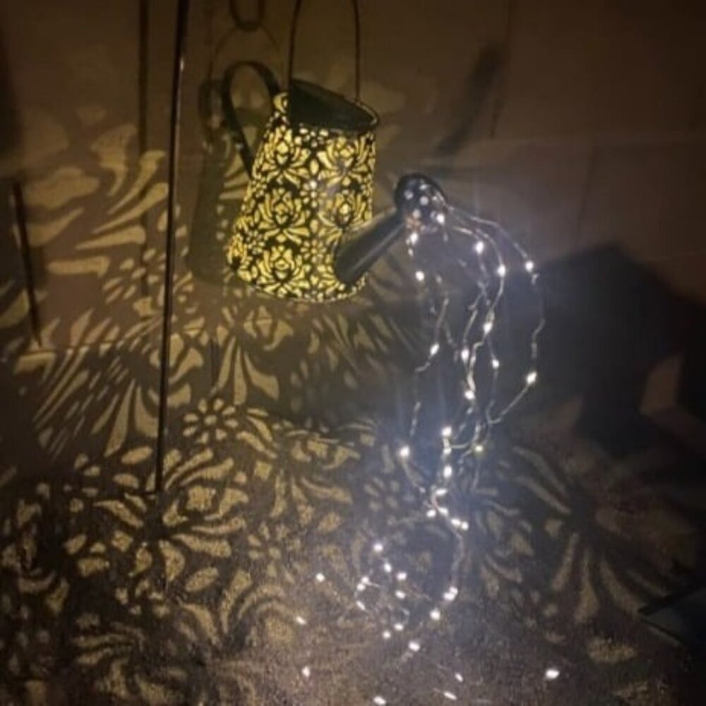 Solar Lights Outdoor Garden Decorations, Watering Can Landscape